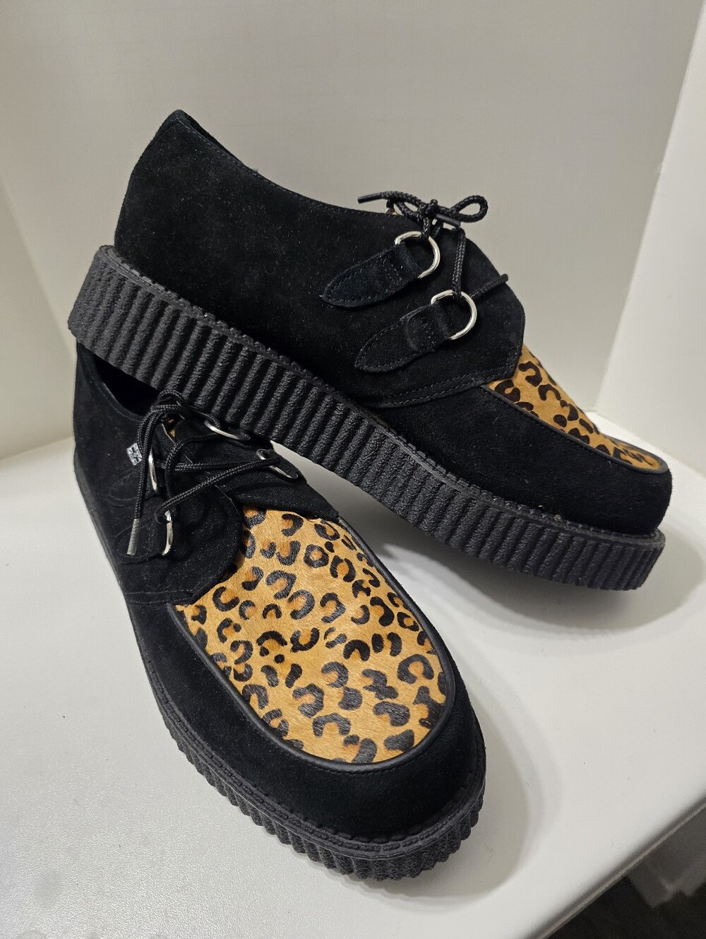 Vintage T.U.K. Black & Leopard Viva Low Creepers